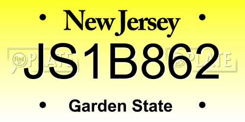 JS1B862 New Jersey License Plate