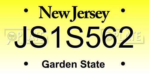 JS1S562 New Jersey License Plate
