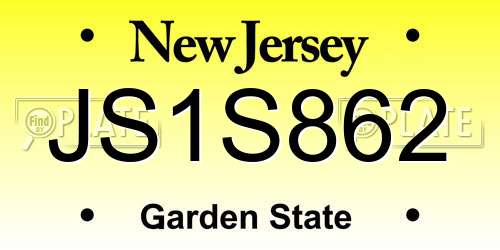 JS1S862 New Jersey License Plate