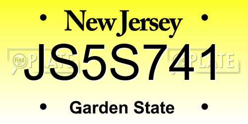 JS5S741 New Jersey License Plate