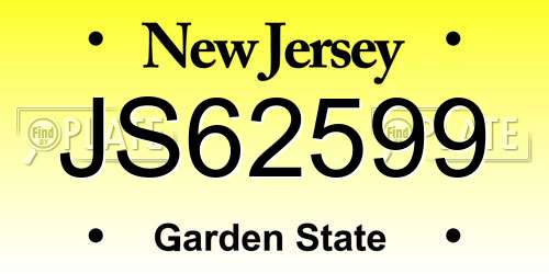 JS62599 New Jersey License Plate