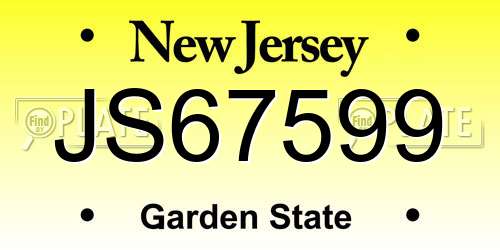 JS67599 New Jersey License Plate