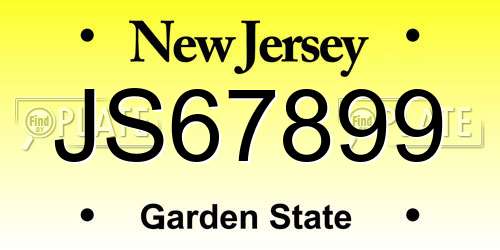 JS67899 New Jersey License Plate