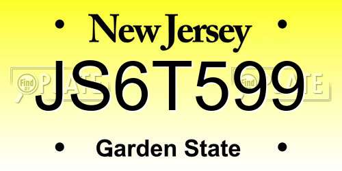JS6T599 New Jersey License Plate