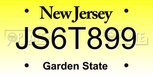 JS6T899 New Jersey License Plate