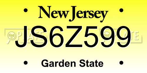 JS6Z599 New Jersey License Plate