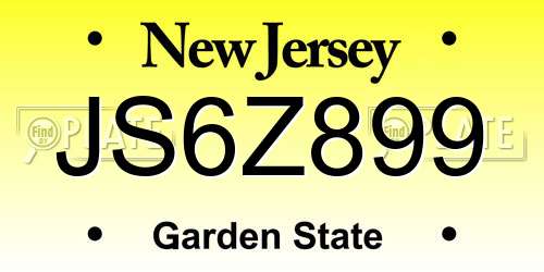 JS6Z899 New Jersey License Plate