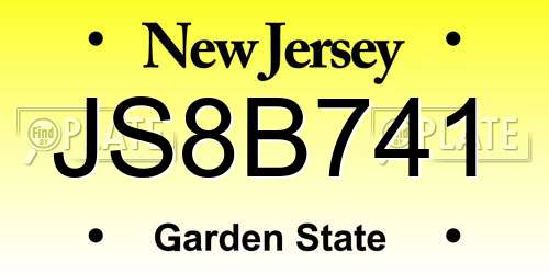 JS8B741 New Jersey License Plate