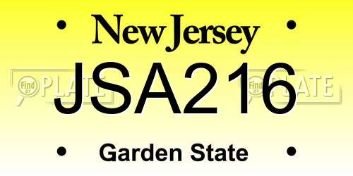 JSA216 New Jersey License Plate