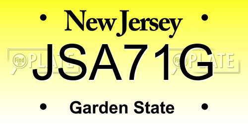 JSA71G New Jersey License Plate