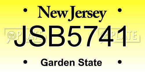 JSB5741 New Jersey License Plate