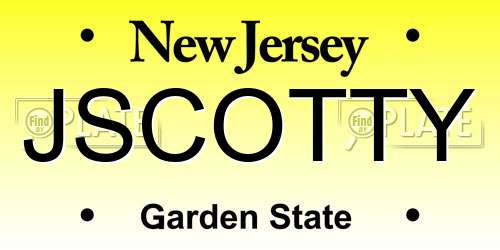 JSCOTTY New Jersey License Plate