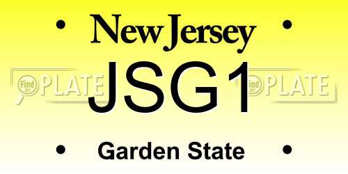 JSG1 New Jersey License Plate