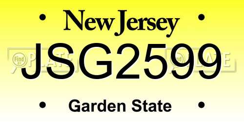 JSG2599 New Jersey License Plate