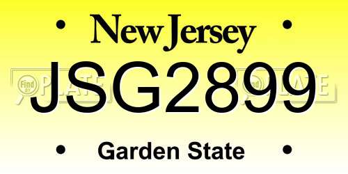 JSG2899 New Jersey License Plate