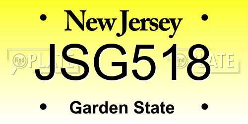 JSG518 New Jersey License Plate
