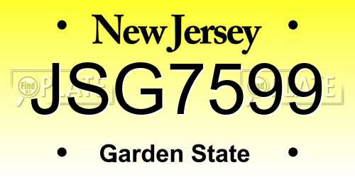 JSG7599 New Jersey License Plate