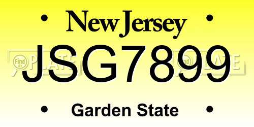 JSG7899 New Jersey License Plate