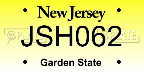 JSH062 New Jersey License Plate