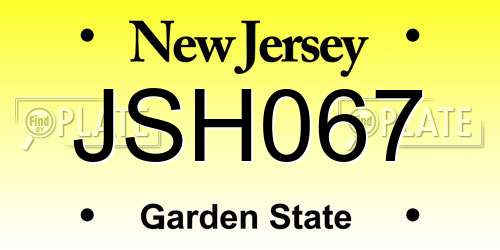 JSH067 New Jersey License Plate