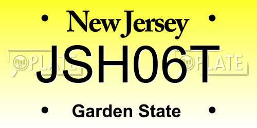 JSH06T New Jersey License Plate