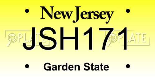JSH171 New Jersey License Plate
