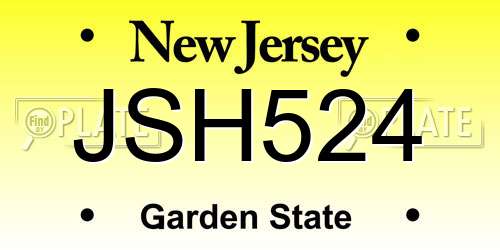 JSH524 New Jersey License Plate