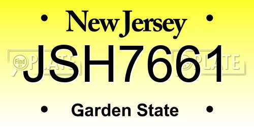 JSH7661 New Jersey License Plate