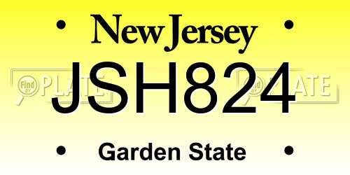 JSH824 New Jersey License Plate