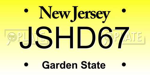 JSHD67 New Jersey License Plate