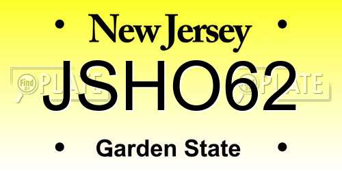 JSHO62 New Jersey License Plate