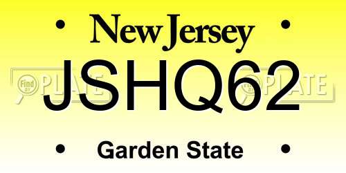 JSHQ62 New Jersey License Plate
