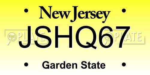 JSHQ67 New Jersey License Plate