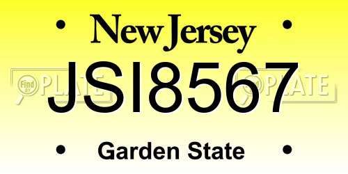 JSI8567 New Jersey License Plate
