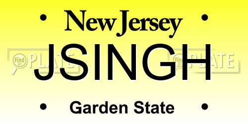 JSINGH New Jersey License Plate