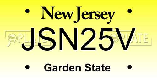 JSN25V New Jersey License Plate