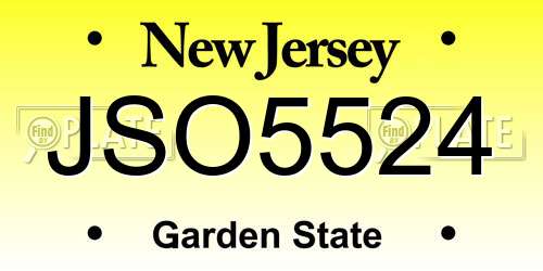 JSO5524 New Jersey License Plate
