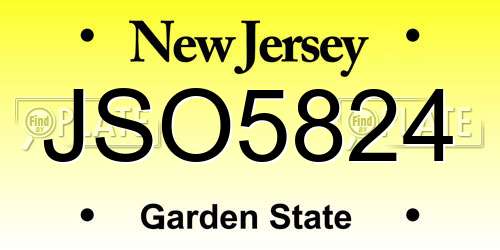 JSO5824 New Jersey License Plate