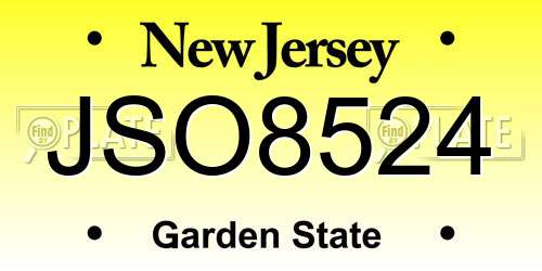 JSO8524 New Jersey License Plate