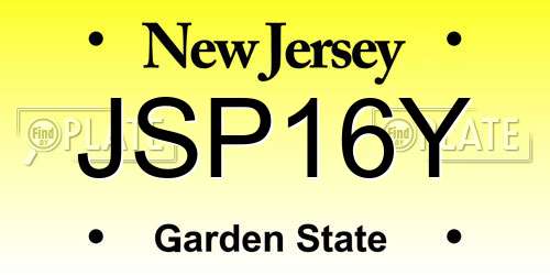 JSP16Y New Jersey License Plate