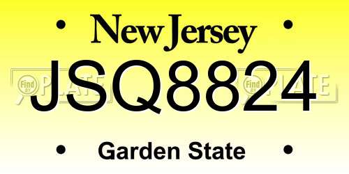 JSQ8824 New Jersey License Plate