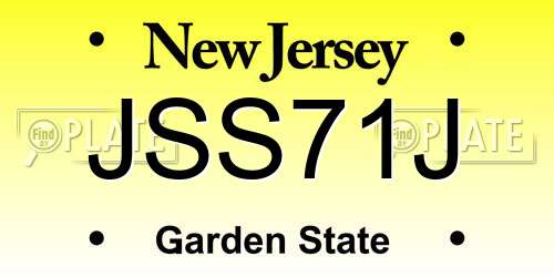 JSS71J New Jersey License Plate