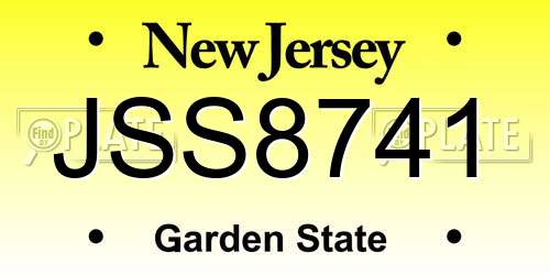 JSS8741 New Jersey License Plate