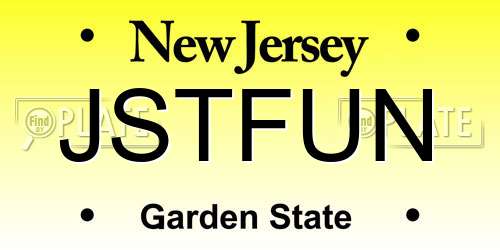 JSTFUN New Jersey License Plate