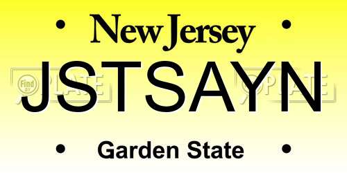 JSTSAYN New Jersey License Plate