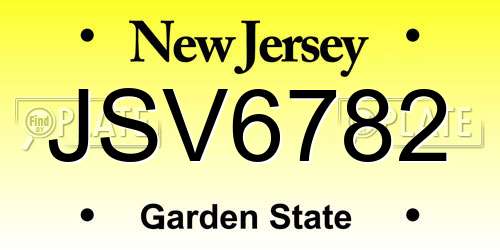 JSV6782 New Jersey License Plate