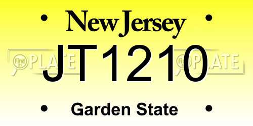 JT1210 New Jersey License Plate