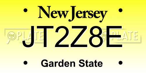 JT2Z8E New Jersey License Plate