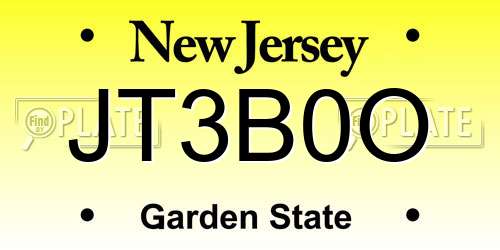 JT3B0O New Jersey License Plate