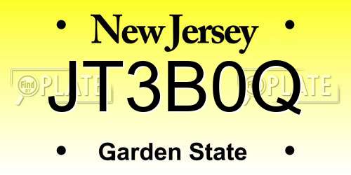 JT3B0Q New Jersey License Plate